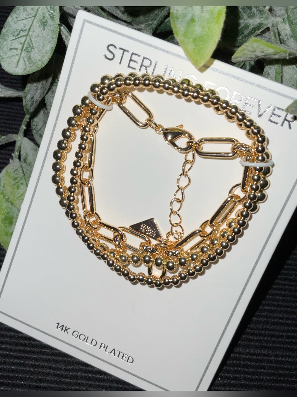 Layered 14K Gold-Plated Women's Chain Bracelet - Gold